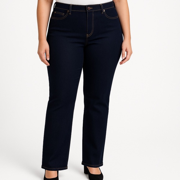 Gloria Vanderbilt Amanda DARK BLUE WASH SLIMMING JEANS SIZE 14P NWOT - Picture 1 of 8